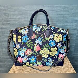 Dooney & Bourke Large Satchel Floral Navy Pink Yellow